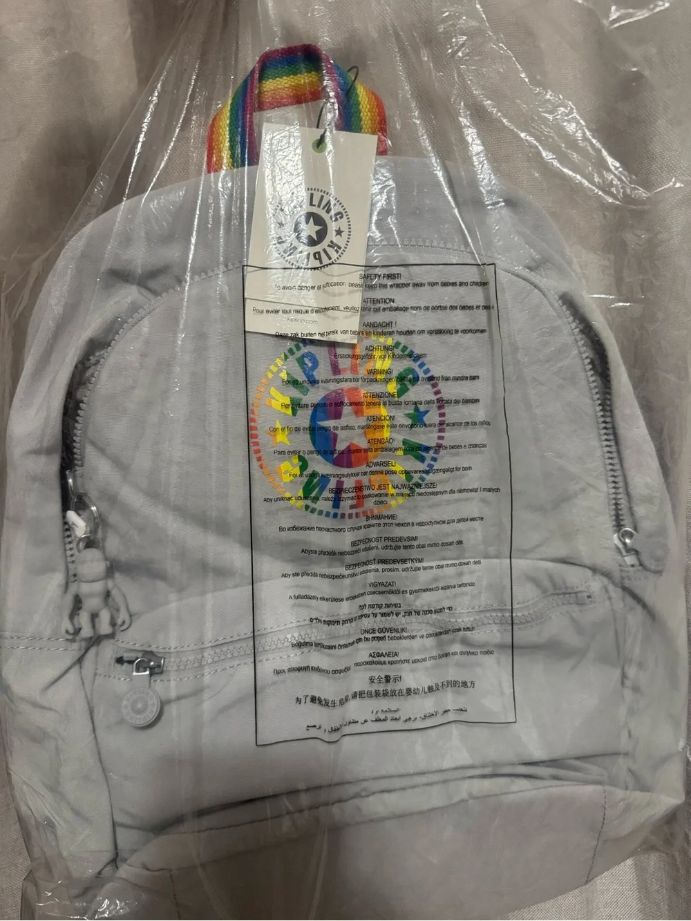 Kipling Medium Backpack with Rainbow Logo and Handle - Unisex